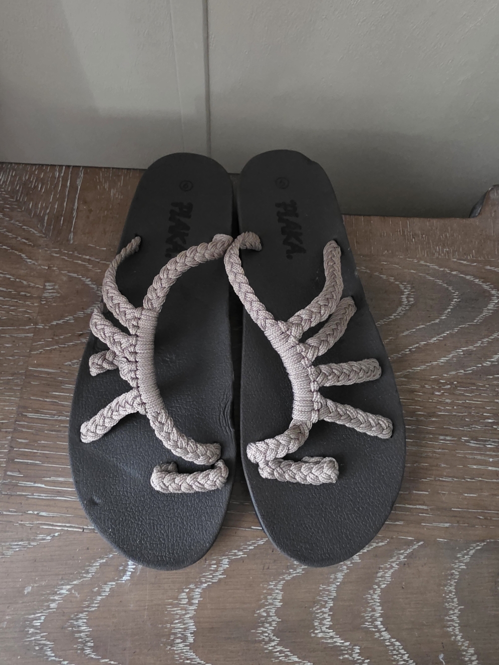Gray Braided Strap Flip Flops - Picture 3 of 6